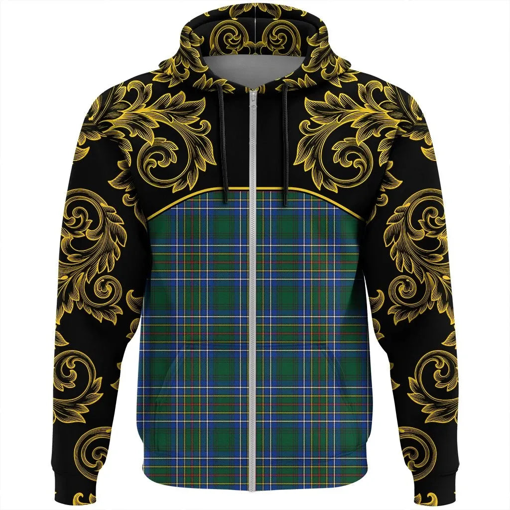 Printivon Cockburn Ancient Tartan Clan Crest Zip Hoodie Empire I