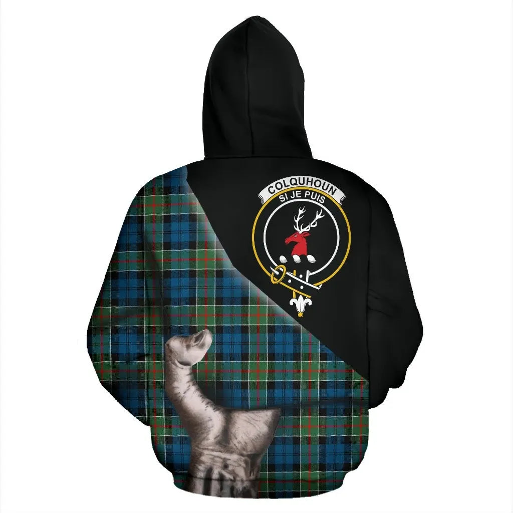 Printivon Colquhoun Ancient Tartan Clan Crest Hoodie Patronage