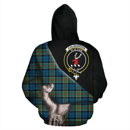 Printivon Colquhoun Ancient Tartan Clan Crest Hoodie Patronage