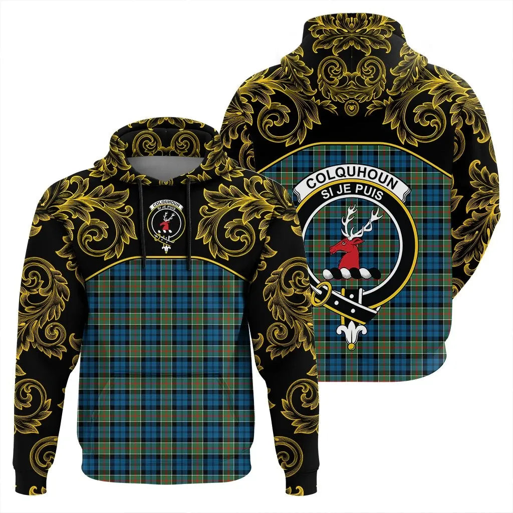Printivon Colquhoun Ancient Tartan Clan Crest Hoodie Empire I