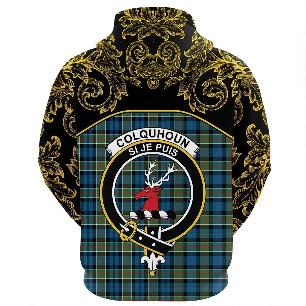 Printivon Colquhoun Ancient Tartan Clan Crest Hoodie Empire I