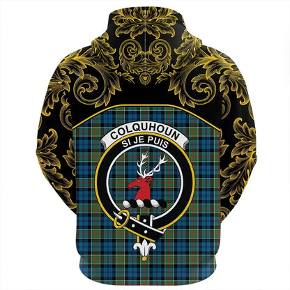 Printivon Colquhoun Ancient Tartan Clan Crest Hoodie Empire I