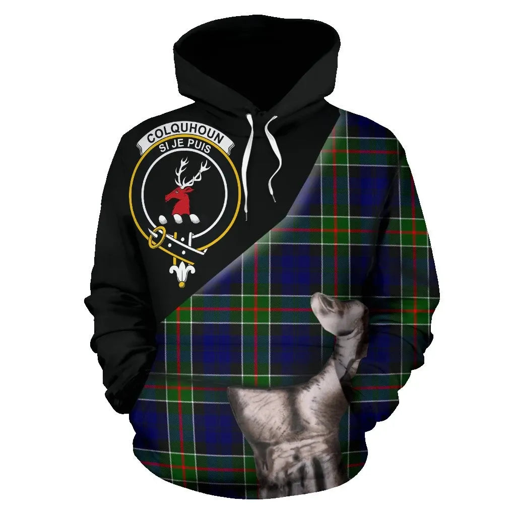 Printivon Colquhoun Modern Tartan Clan Crest Hoodie Patronage