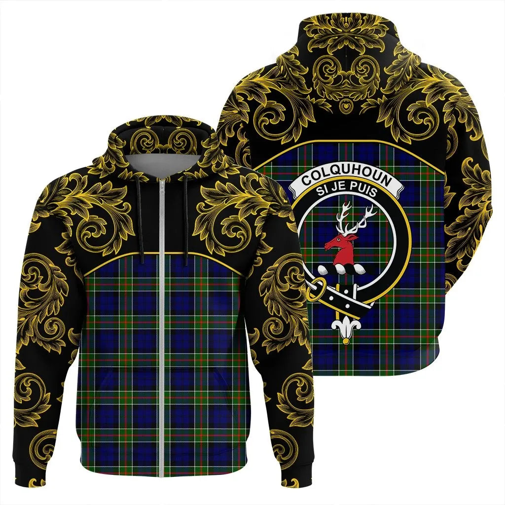 Printivon Colquhoun Modern Tartan Clan Crest Zip Hoodie Empire I