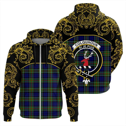 Printivon Colquhoun Modern Tartan Clan Crest Zip Hoodie Empire I