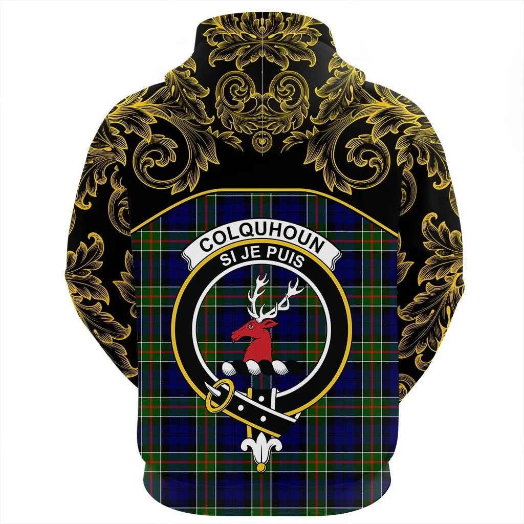 Printivon Colquhoun Modern Tartan Clan Crest Zip Hoodie Empire I