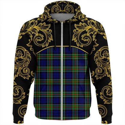Printivon Colquhoun Modern Tartan Clan Crest Zip Hoodie Empire I