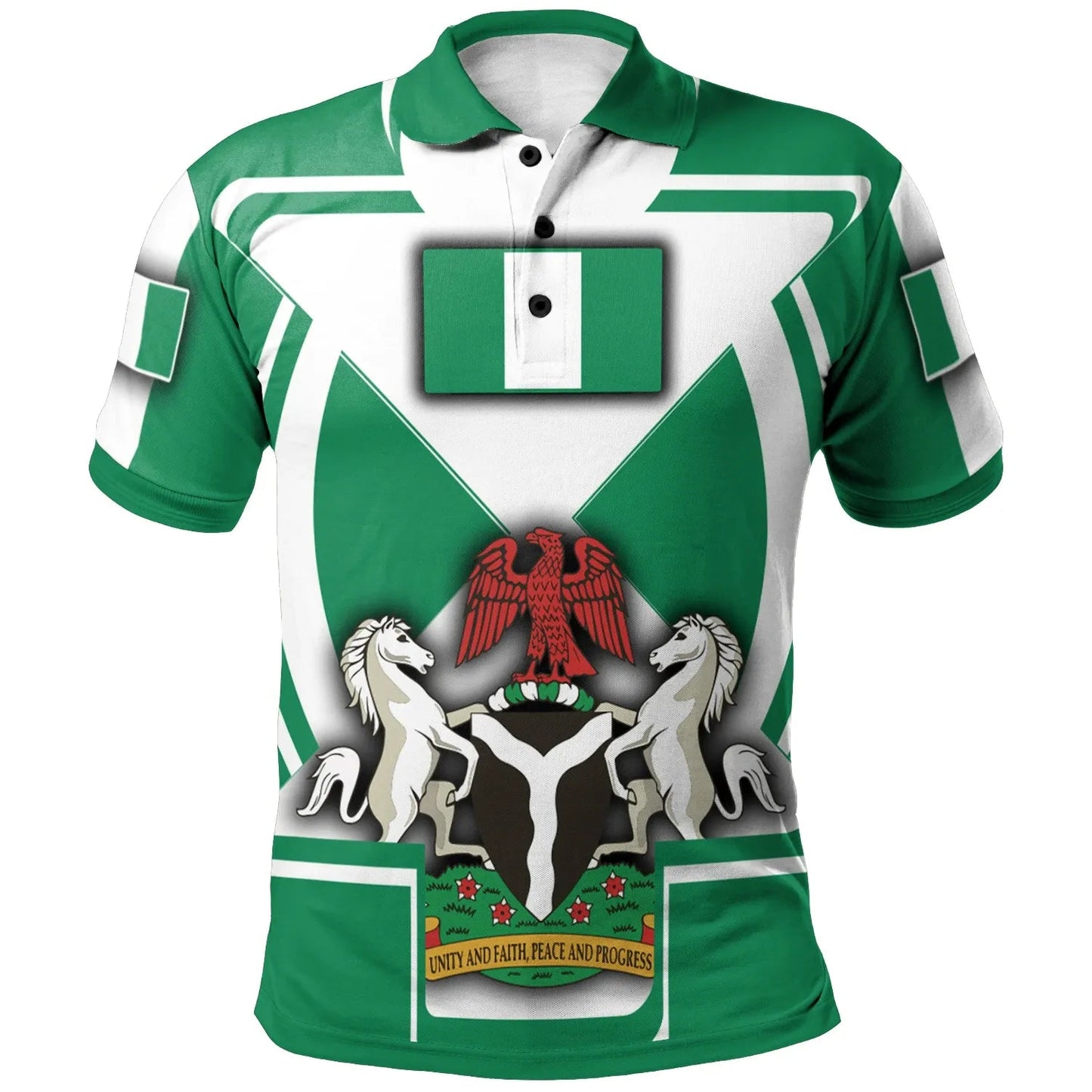 Nigeria Polo Shirt Nigerian Flag and Coat Of Arms Boa Me Na Me Mmoa Wo