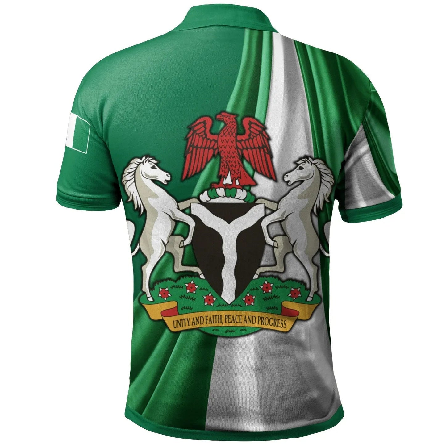 Nigeria Polo Shirt Nigerian Waving Flag With Coat Of Arms