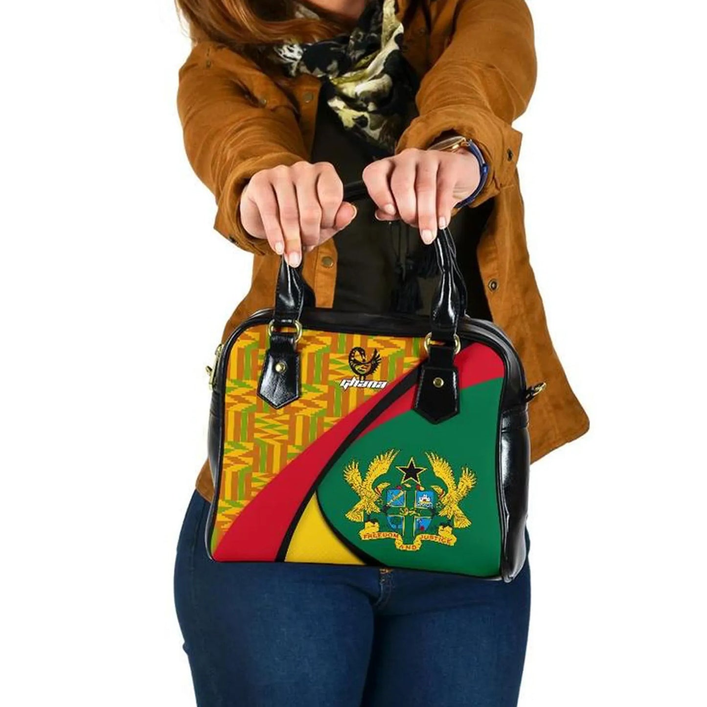 Ghana Shoulder Handbag, Ghana Coat Of Arms Pattern
