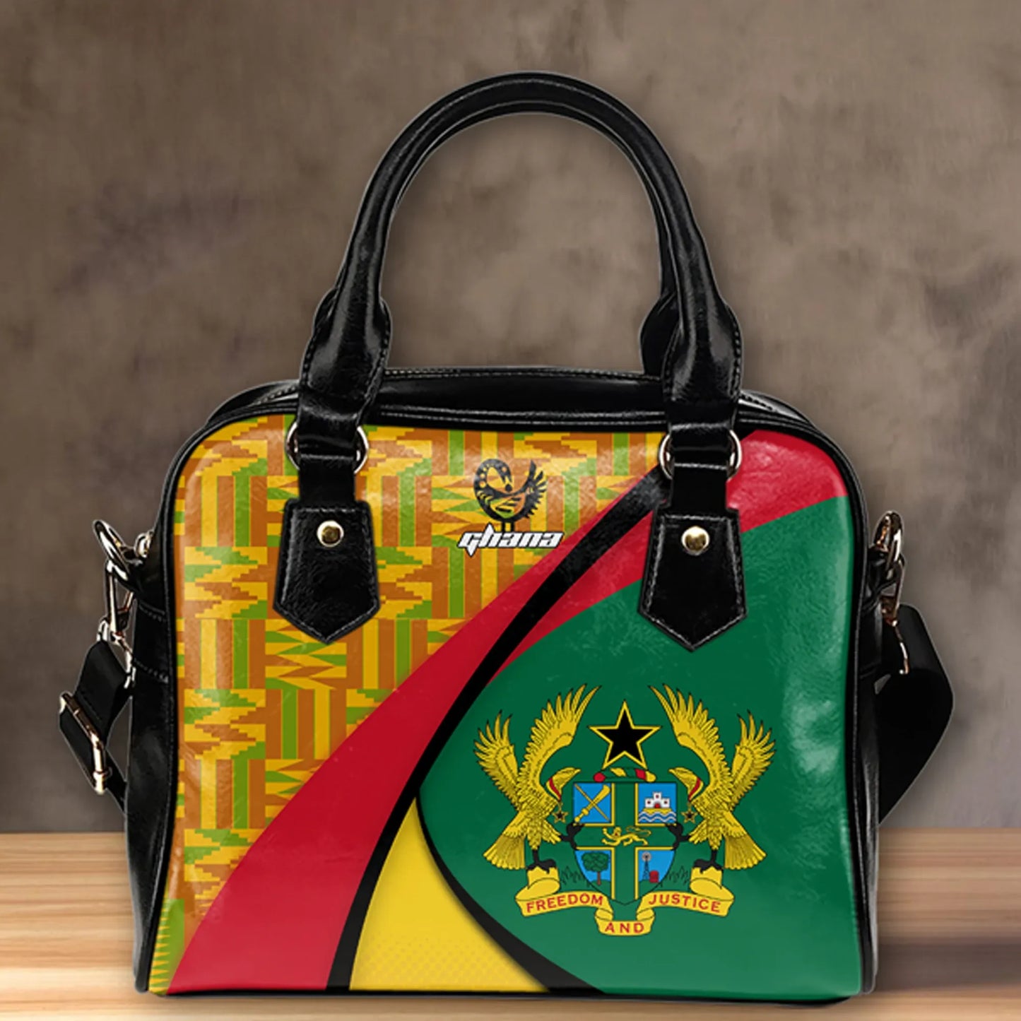 Ghana Shoulder Handbag, Ghana Coat Of Arms Pattern