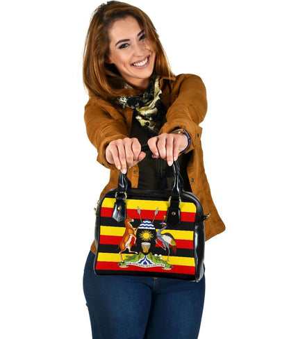 Uganda Pride Shoulder Handbag Uganda Flag With Grey Crowned Crane
