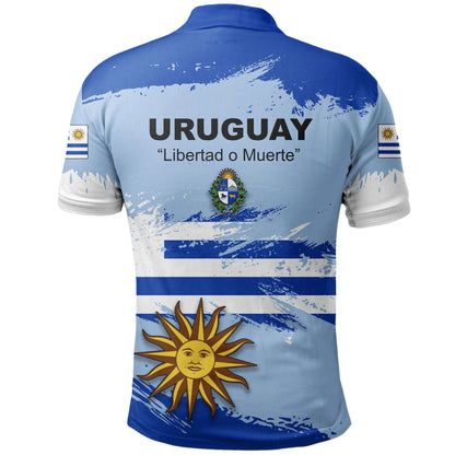 Uruguay Polo Shirt Uruguay Flag Brush