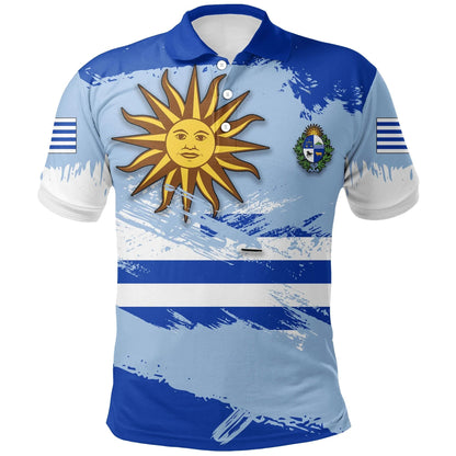 Uruguay Polo Shirt Uruguay Flag Brush