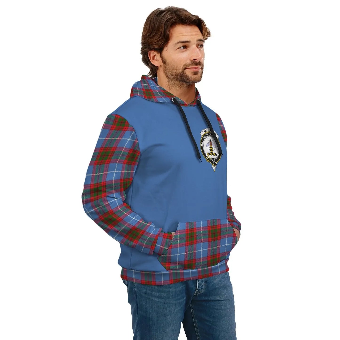 Printivon Congilton Clans Tartan All Over Hoodie Sleeve Color