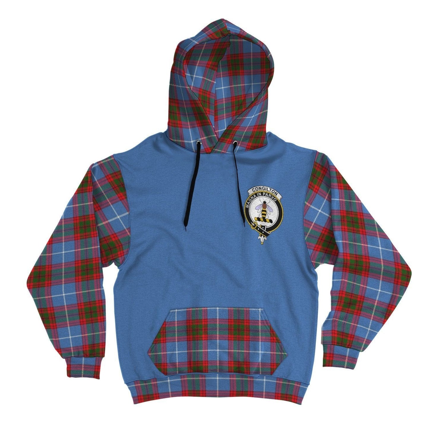Printivon Congilton Clans Tartan All Over Hoodie Sleeve Color