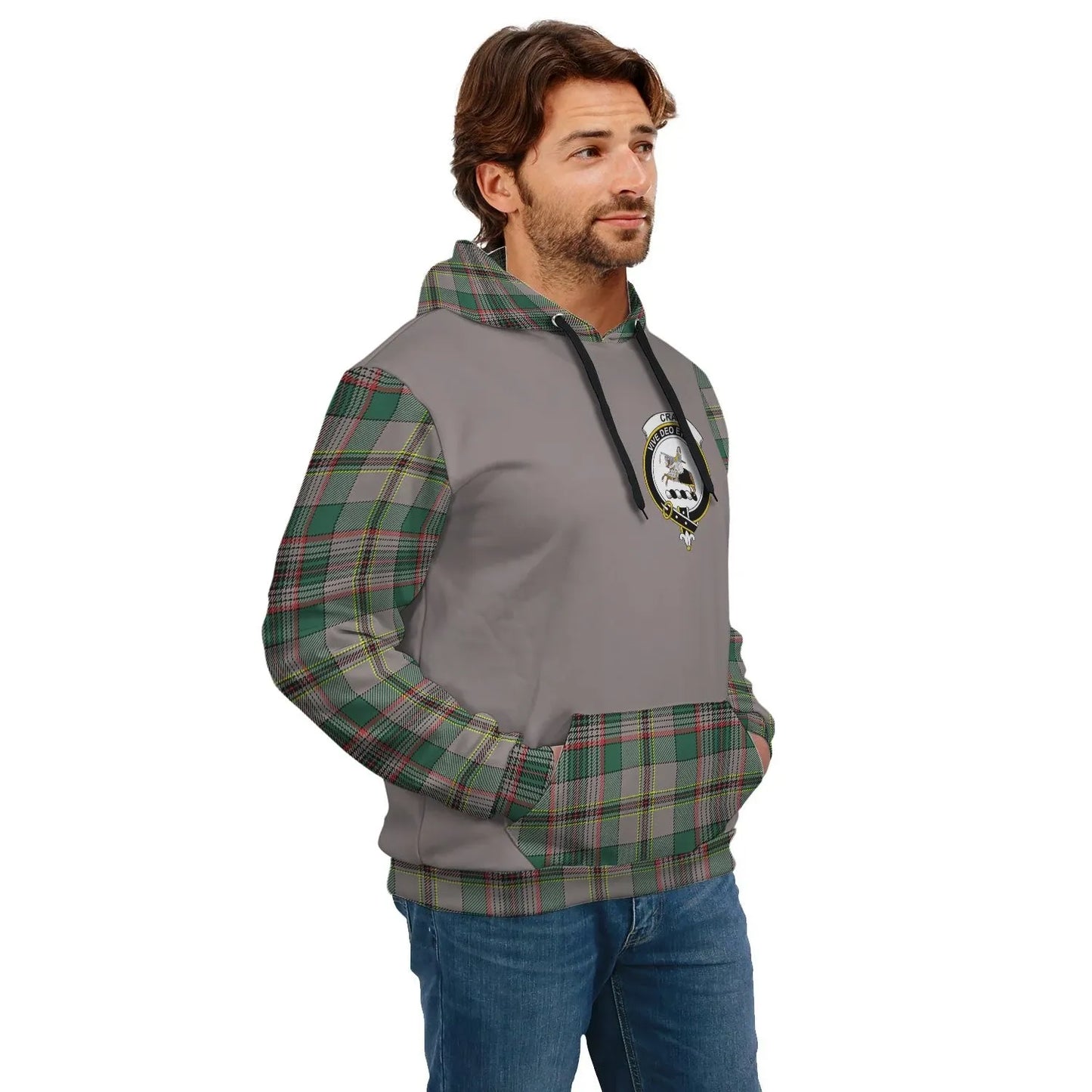 Printivon Craig Clans Tartan All Over Hoodie Sleeve Color