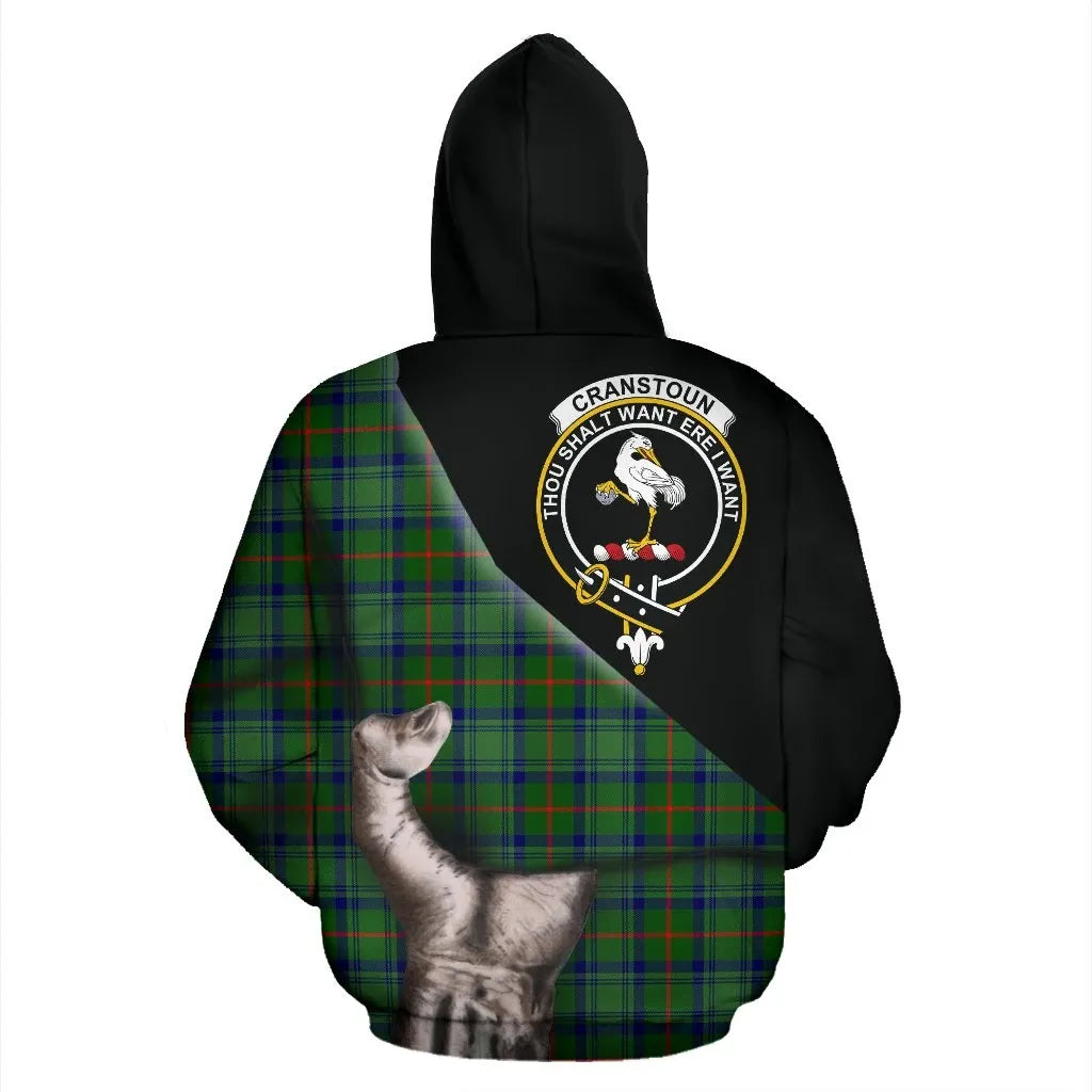 Printivon Cranstoun Tartan Clan Crest Hoodie Patronage