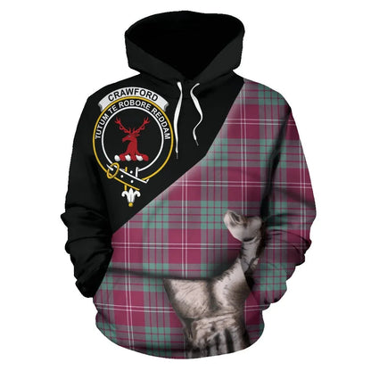 Printivon Crawford Ancient Tartan Clan Crest Hoodie Patronage