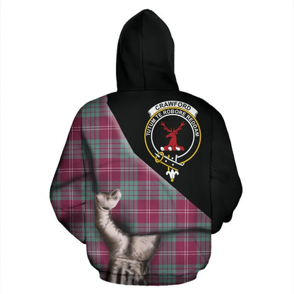 Printivon Crawford Ancient Tartan Clan Crest Hoodie Patronage