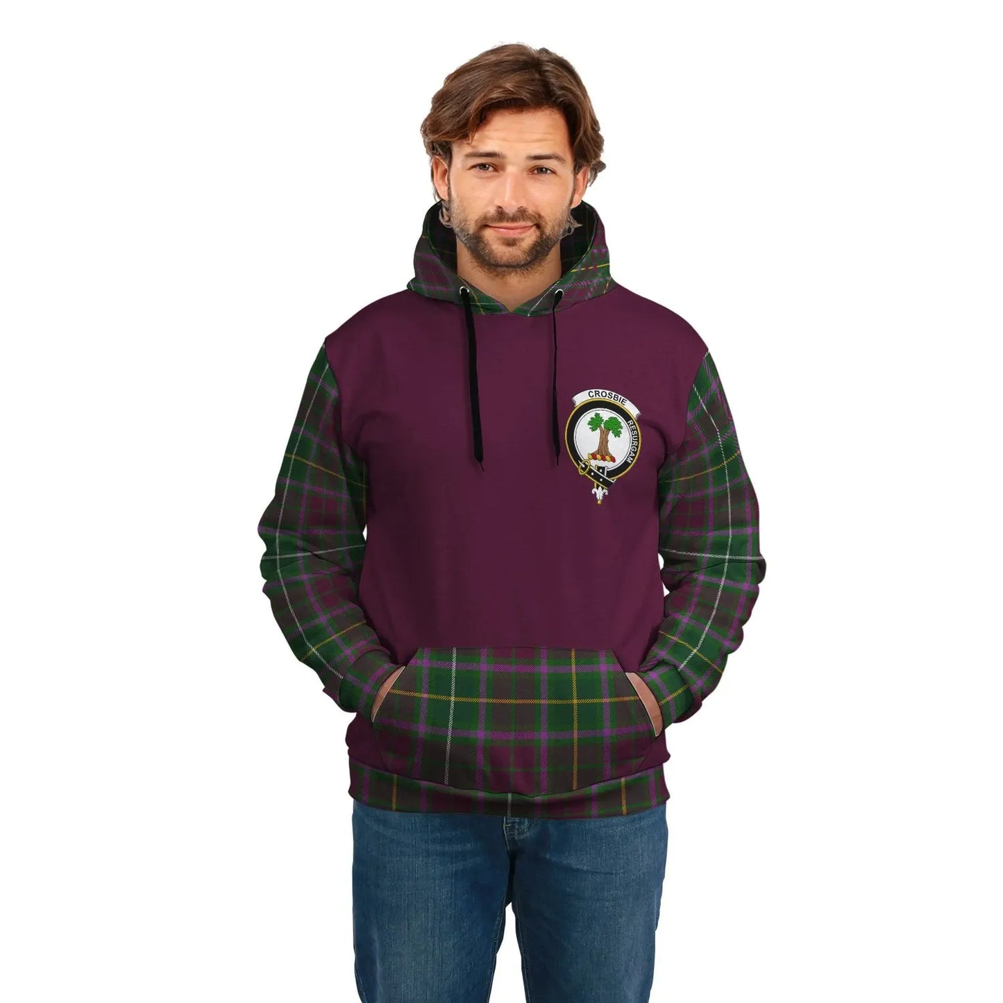 Printivon Crosbie Clans Tartan All Over Hoodie Sleeve Color