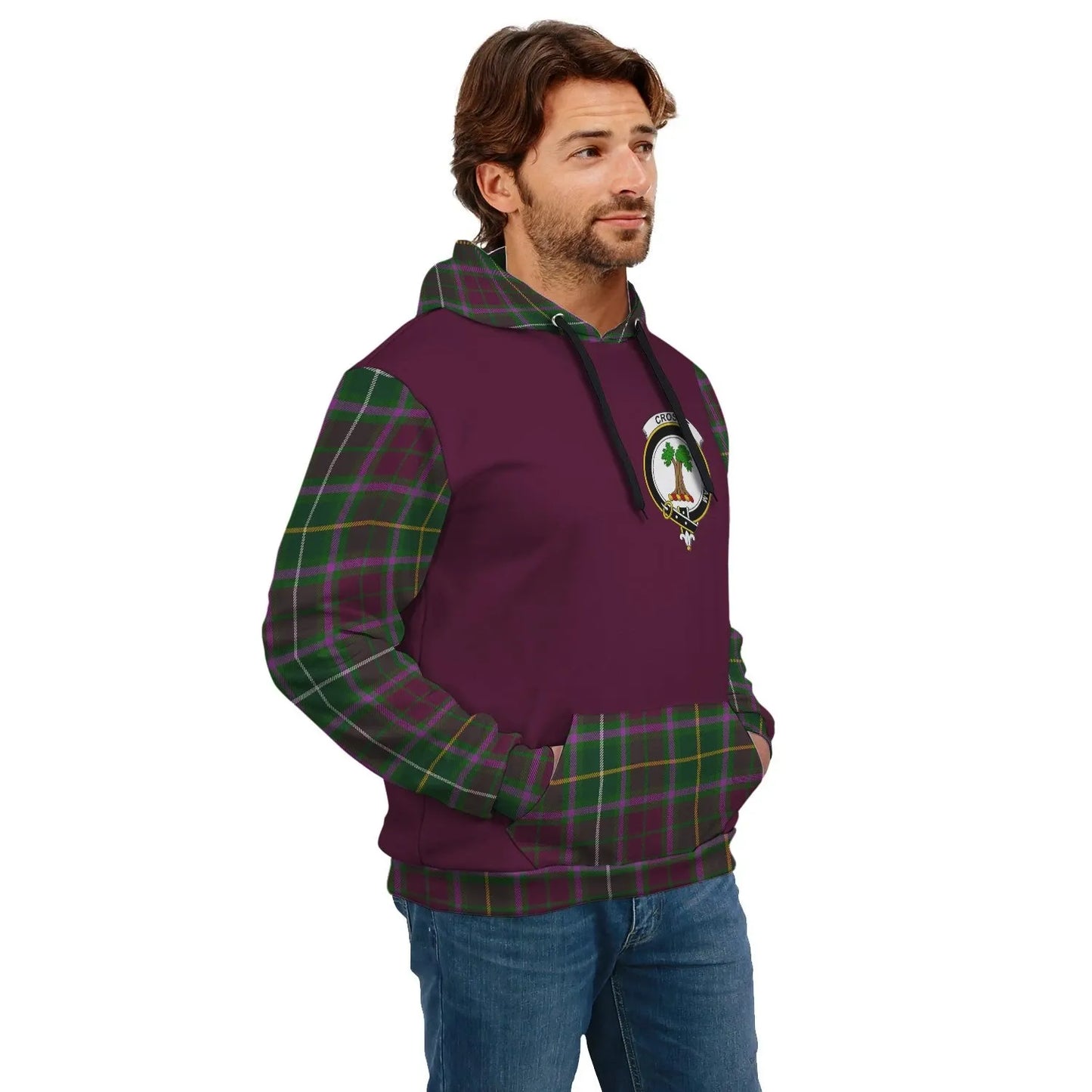 Printivon Crosbie Clans Tartan All Over Hoodie Sleeve Color