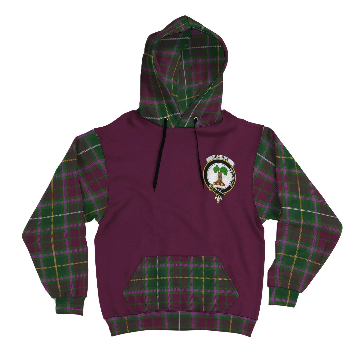 Printivon Crosbie Clans Tartan All Over Hoodie Sleeve Color