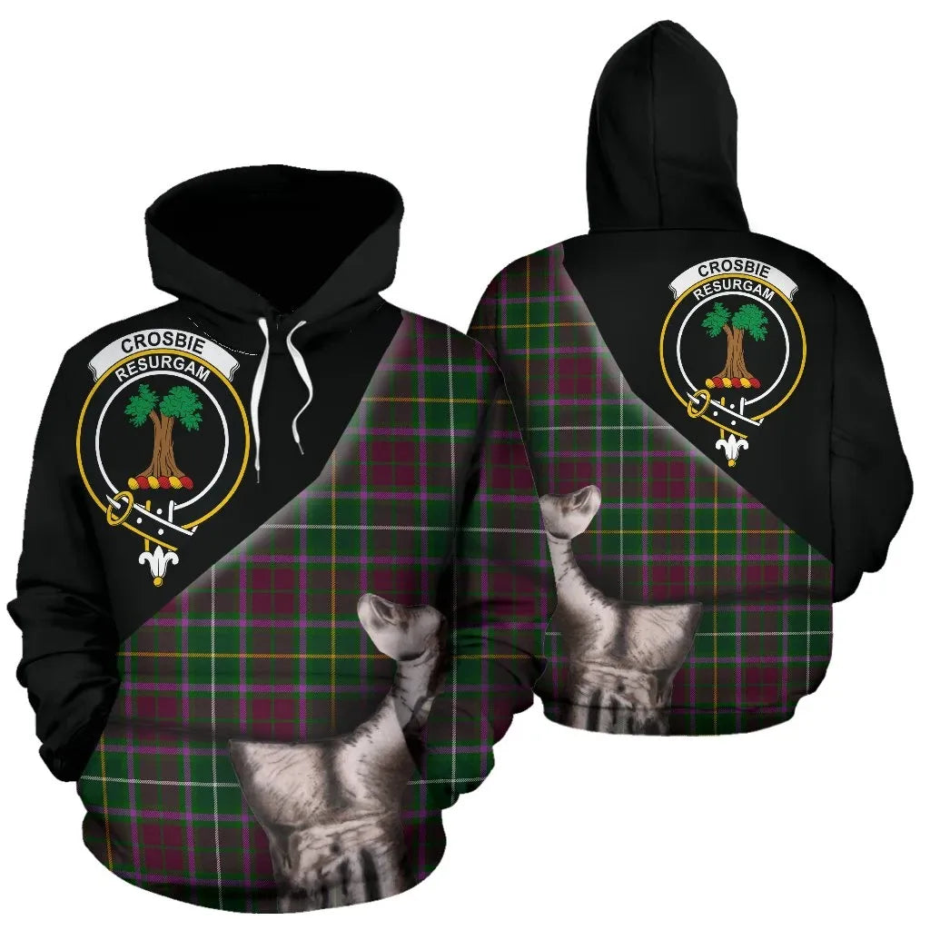 Printivon Crosbie Tartan Clan Crest Hoodie Patronage