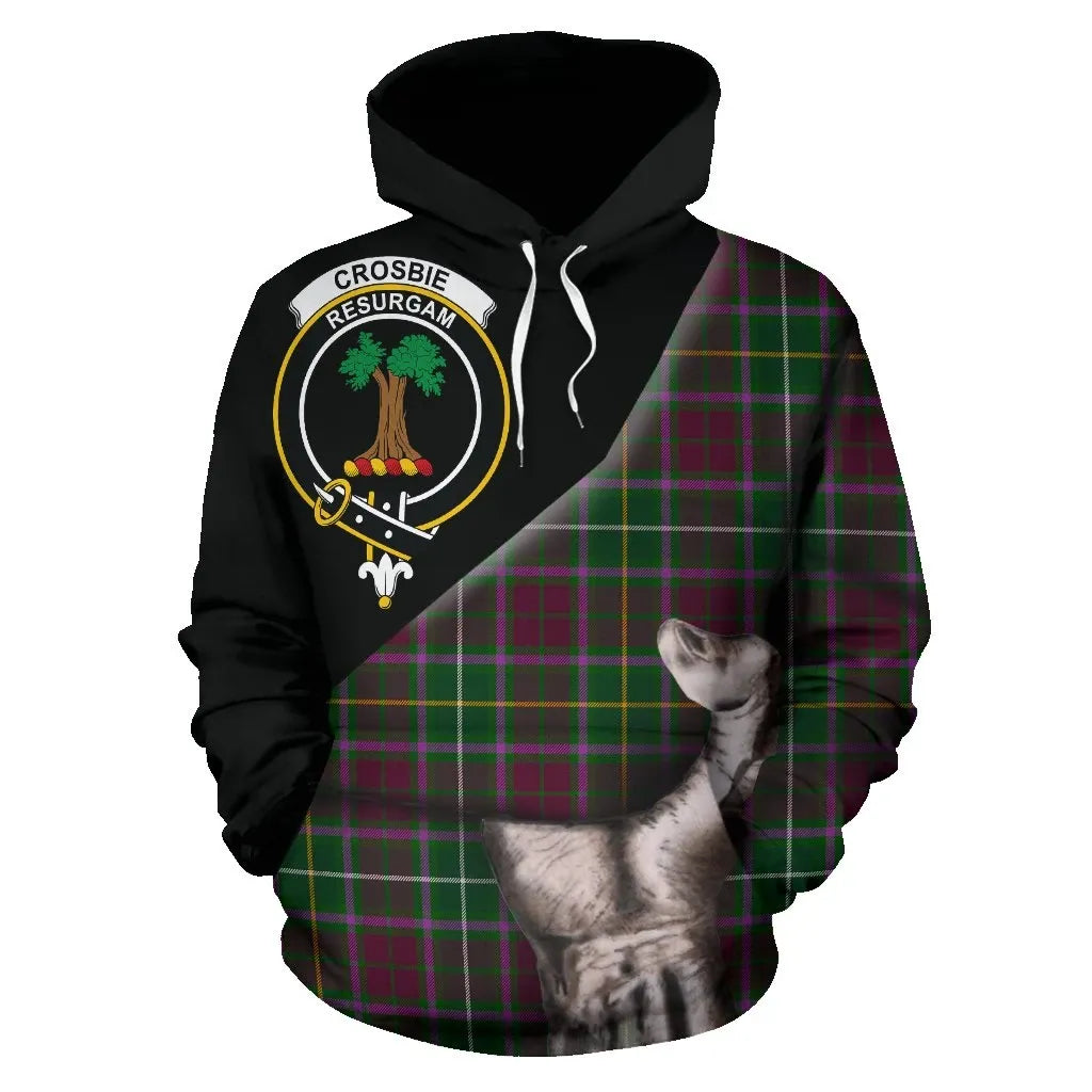 Printivon Crosbie Tartan Clan Crest Hoodie Patronage