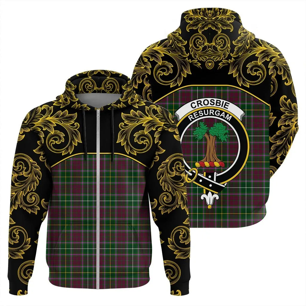 Printivon Crosbie Tartan Clan Crest Zip Hoodie Empire I