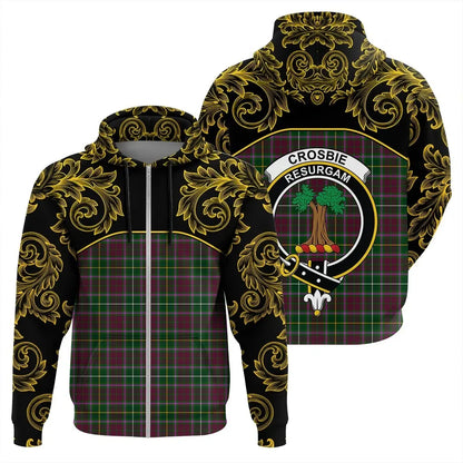 Printivon Crosbie Tartan Clan Crest Zip Hoodie Empire I