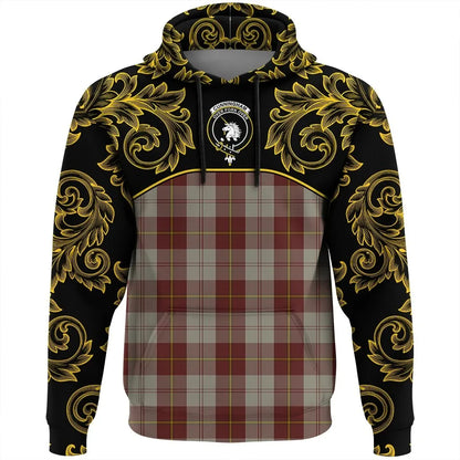 Printivon Cunningham Burgundy Dancers Tartan Clan Crest Hoodie Empire I