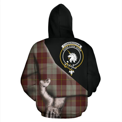Printivon Cunningham Burgundy Dancers Tartan Clan Crest Hoodie Patronage