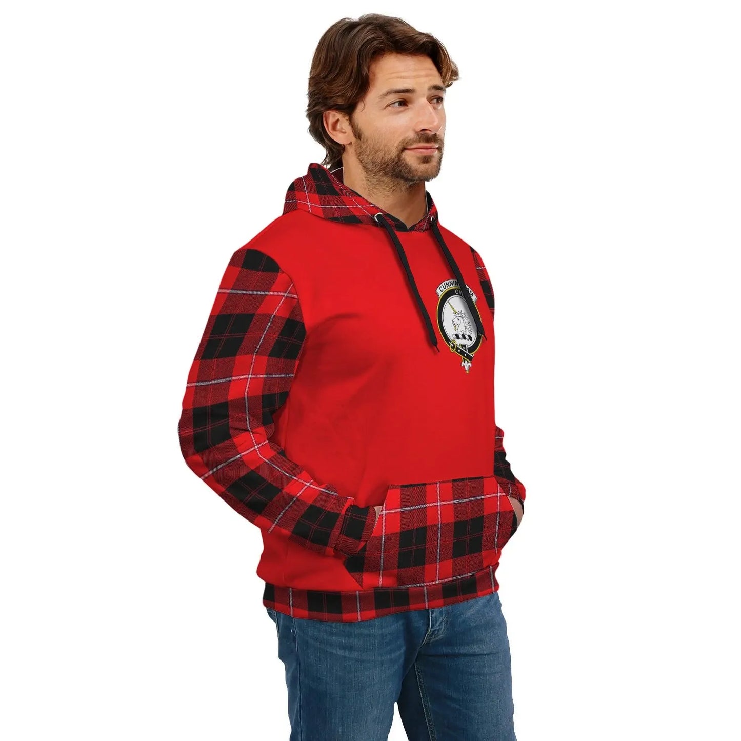 Printivon Cunningham Clans Tartan All Over Hoodie Sleeve Color