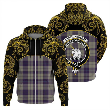 Printivon Cunningham Dress Blue Dancers Tartan Clan Crest Zip Hoodie Empire I