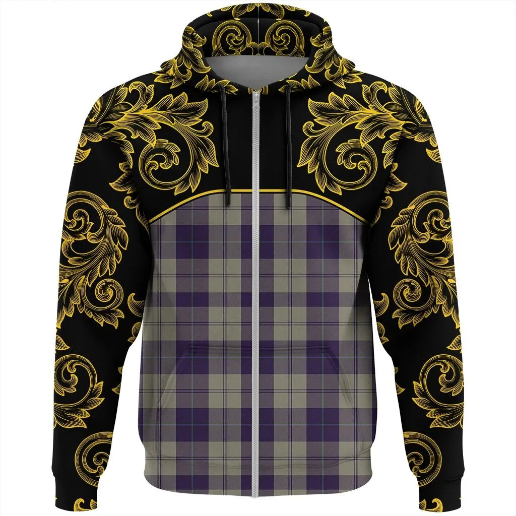 Printivon Cunningham Dress Blue Dancers Tartan Clan Crest Zip Hoodie Empire I