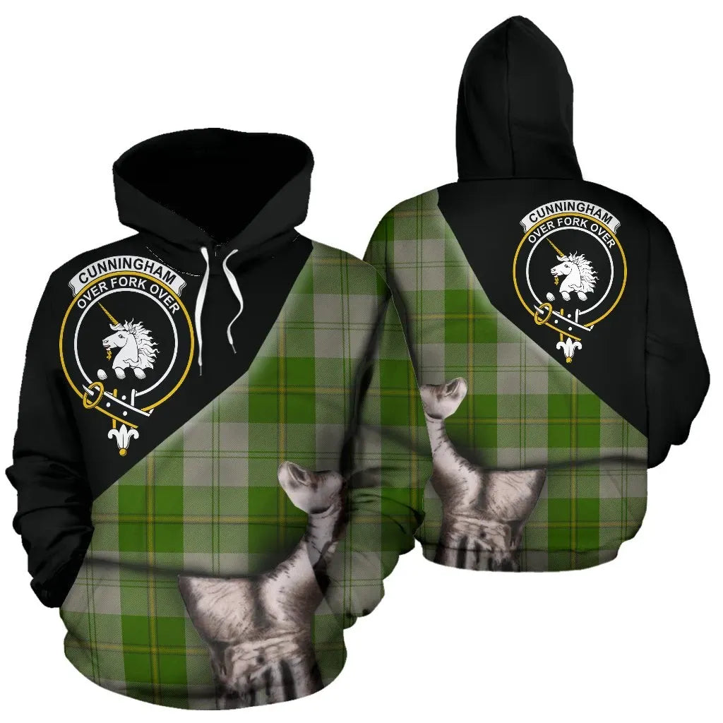 Printivon Cunningham Dress Green Dancers Tartan Clan Crest Hoodie Patronage