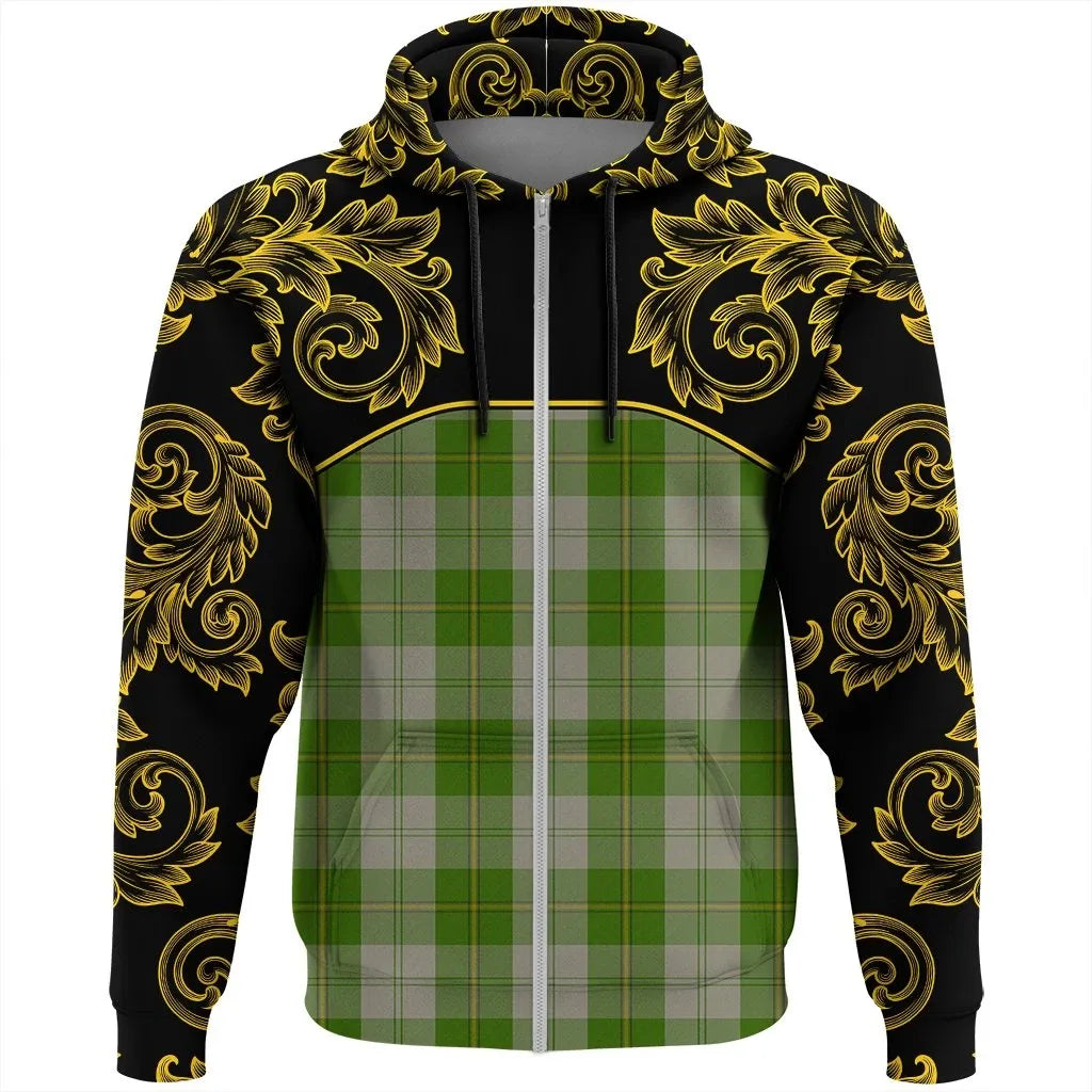 Printivon Cunningham Dress Green Dancers Tartan Clan Crest Zip Hoodie Empire I