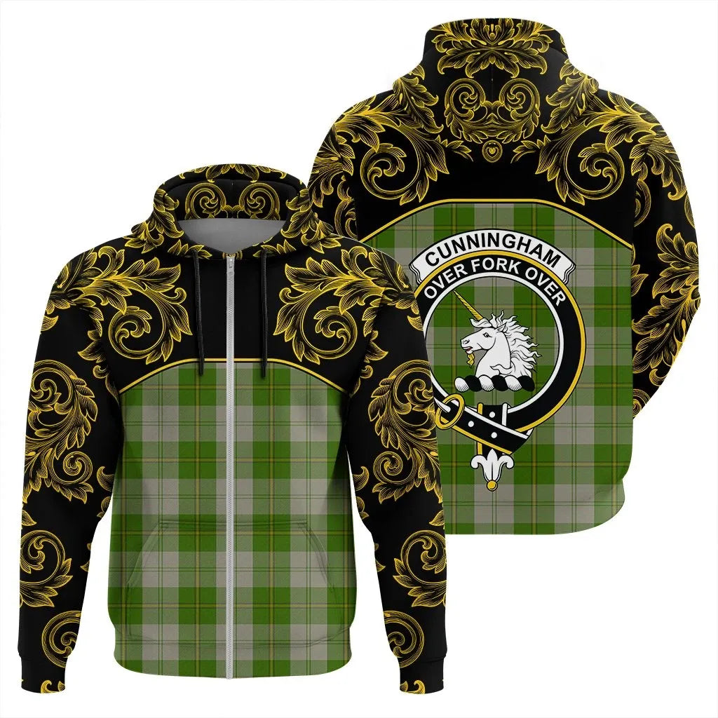 Printivon Cunningham Dress Green Dancers Tartan Clan Crest Zip Hoodie Empire I