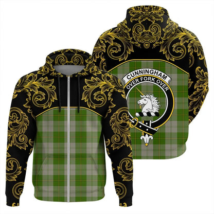 Printivon Cunningham Dress Green Dancers Tartan Clan Crest Zip Hoodie Empire I