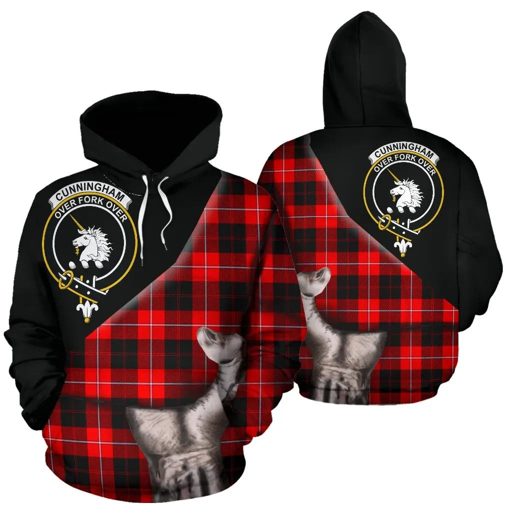 Printivon Cunningham Modern Tartan Clan Crest Hoodie Patronage
