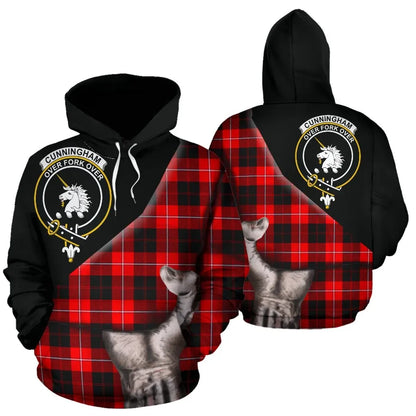 Printivon Cunningham Modern Tartan Clan Crest Hoodie Patronage