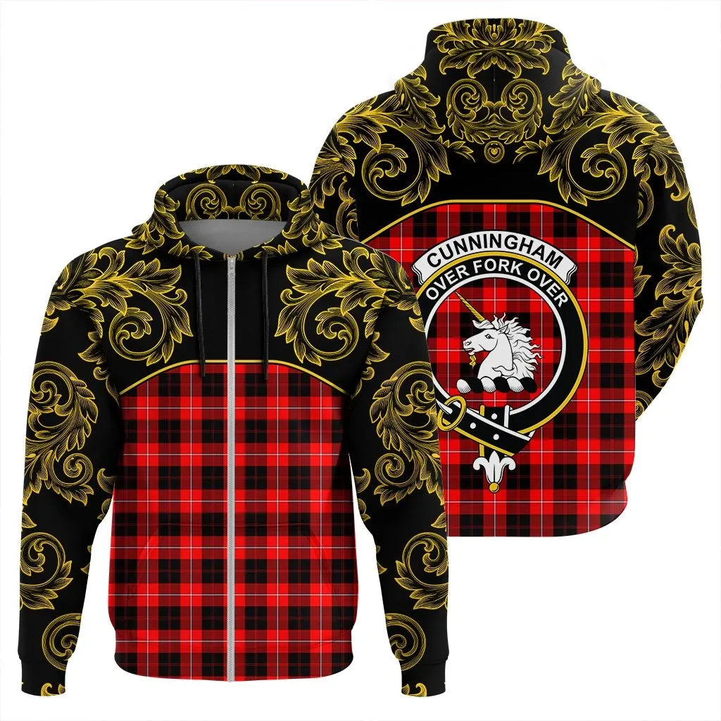 Printivon Cunningham Modern Tartan Clan Crest Zip Hoodie Empire I