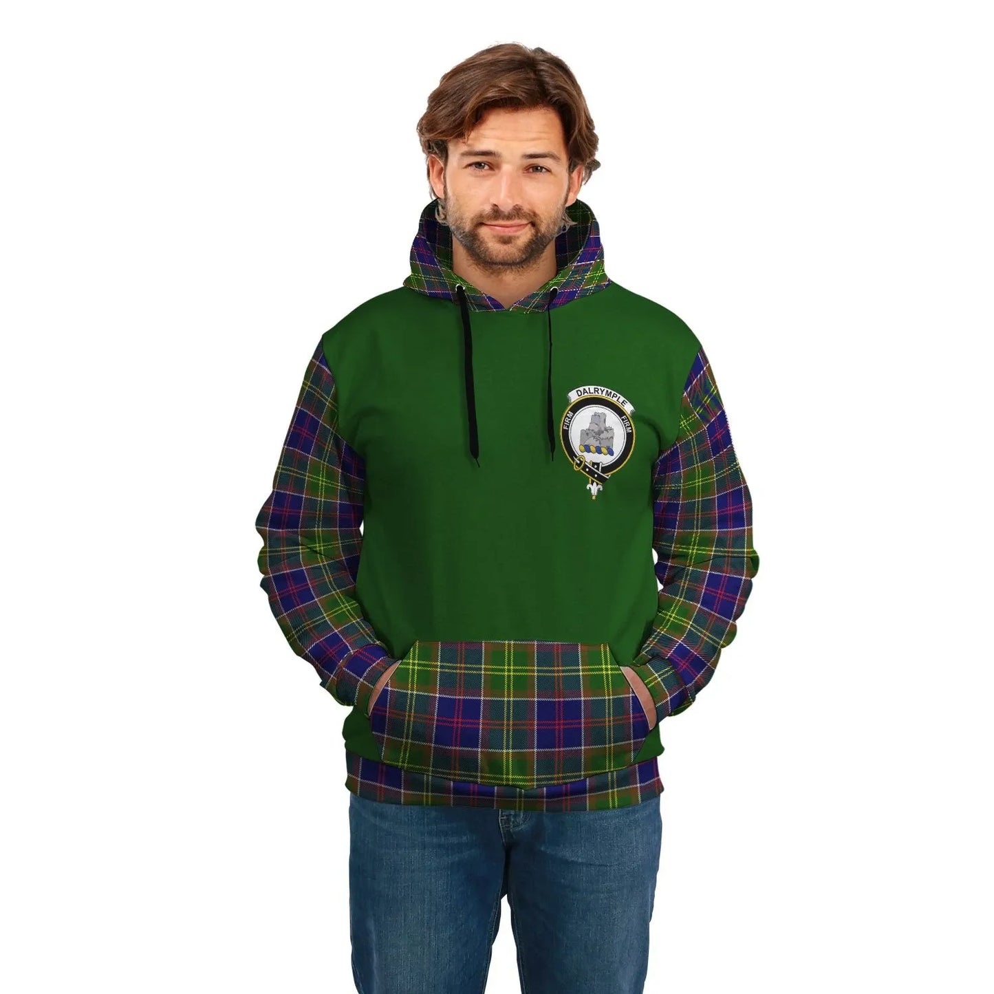 Printivon Dalrymple Clans Tartan All Over Hoodie Sleeve Color