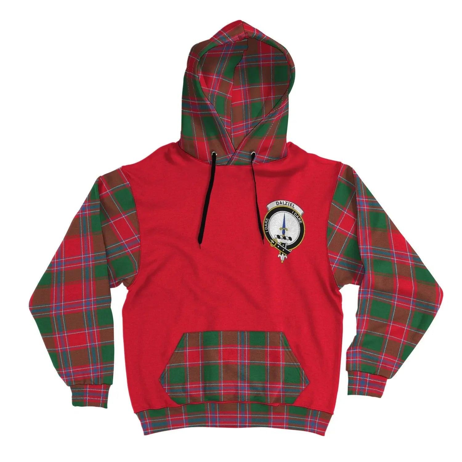 Printivon Dalziel Clans Tartan All Over Hoodie Sleeve Color