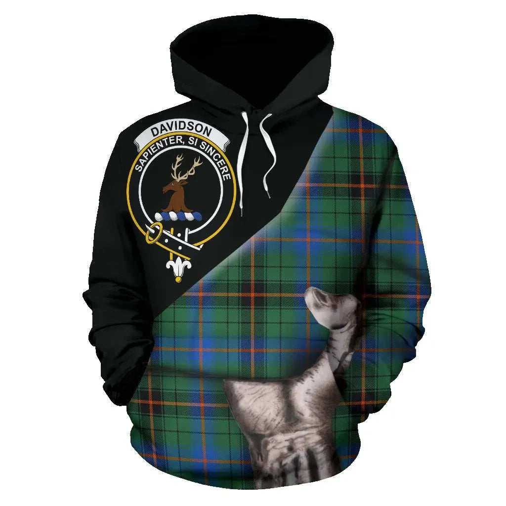 Printivon Davidson Ancient Tartan Clan Crest Hoodie Patronage