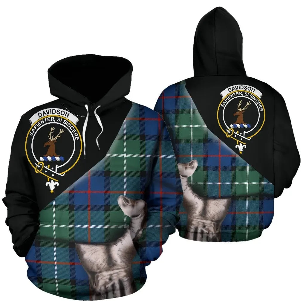 Printivon Davidson Of Tulloch Tartan Clan Crest Hoodie Patronage