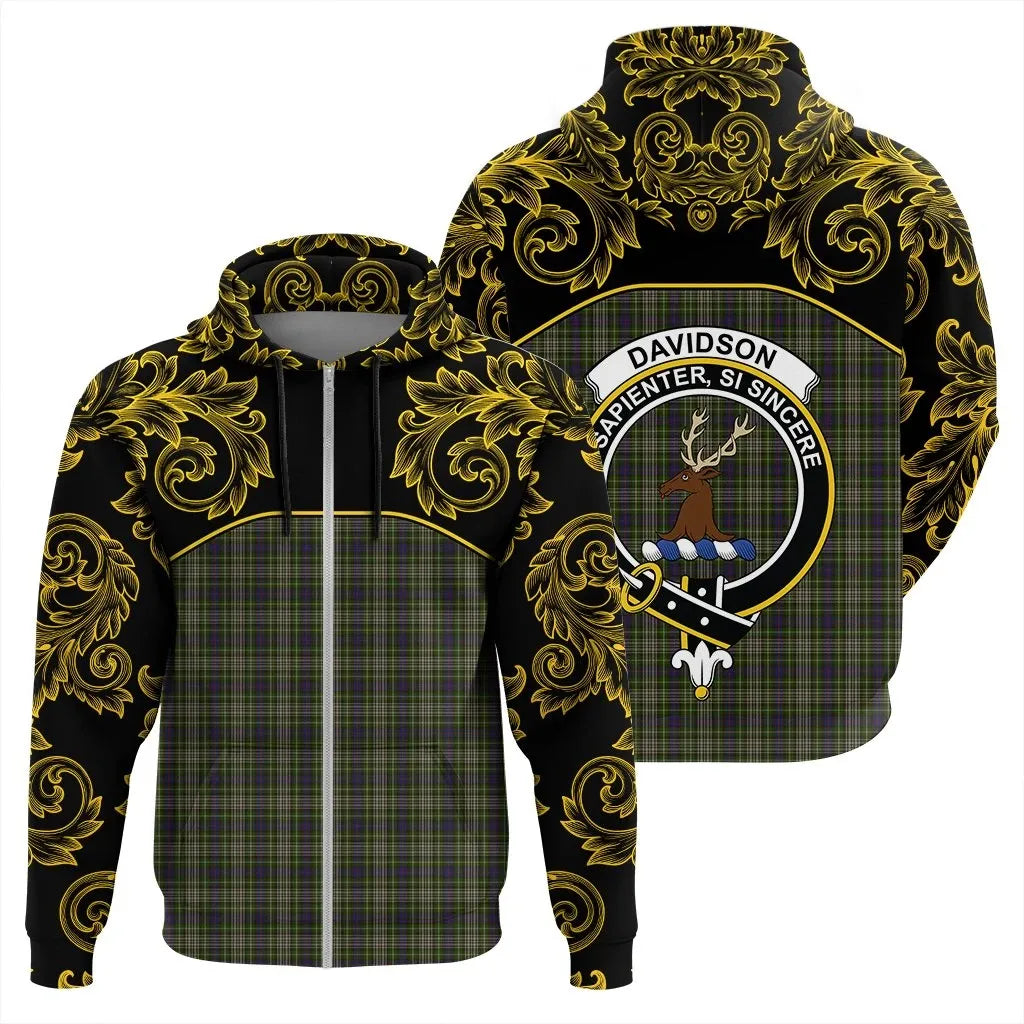 Printivon Davidson Tulloch Dress Tartan Clan Crest Zip Hoodie Empire I