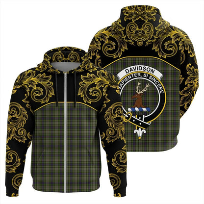 Printivon Davidson Tulloch Dress Tartan Clan Crest Zip Hoodie Empire I