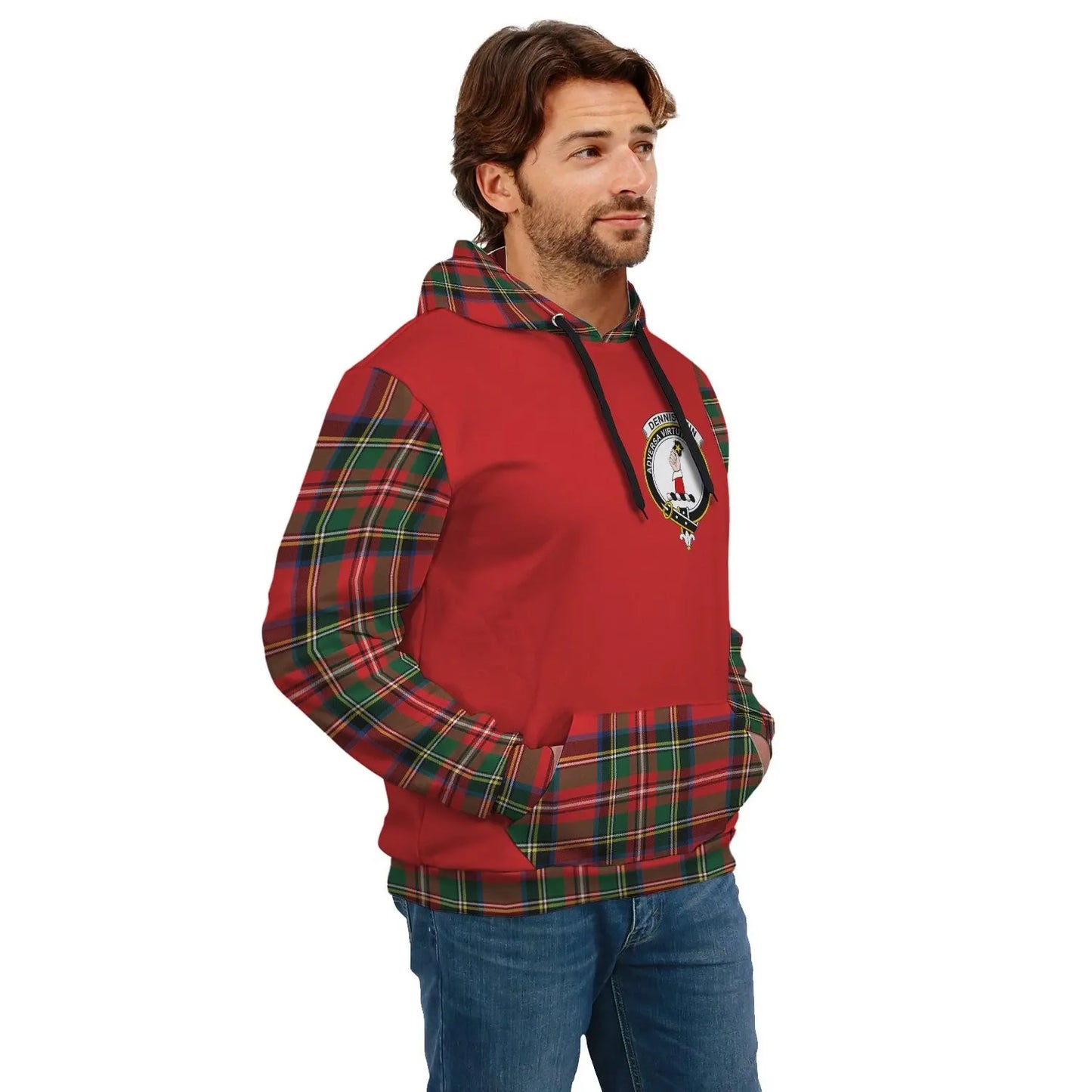 Printivon Dennistoun Clans Tartan All Over Hoodie Sleeve Color